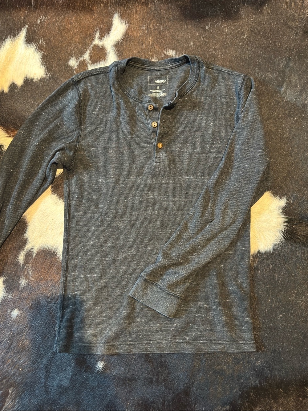 Sonoma Dark Heather Gray Long Sleeve Henley Shirt